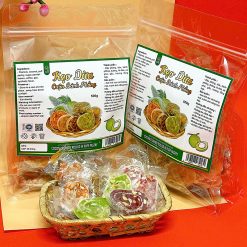 Kẹo Dừa Cuộn Bánh Tráng Mix 7 Vị Thơm Ngon - Túi Zip 500g - KDCNP500