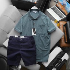 Set Bộ Nam Áo Thun Cổ Bẻ Có Túi Trước Ngực + Quần Short Kaki Nam Cao Cấp (Có Size 3xl) - SBN134