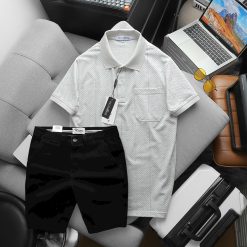 Set Bộ Nam Áo Thun Cổ Bẻ Có Túi Trước Ngực + Quần Short Kaki Nam Cao Cấp (Có Size 3xl) - SBN134