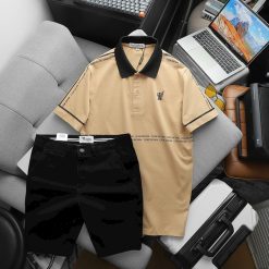 Set Bộ Nam Áo Thun Polo In Logo Trước Ngực + Quần Short Kaki Nam Cao Cấp (Có Size 3X) - SBN135