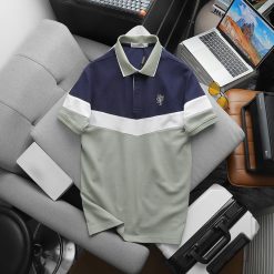 Áo Thun Polo Nam Phối Ba Màu Thiêu Logo Trước Ngực (Có Size 3x) - AB533