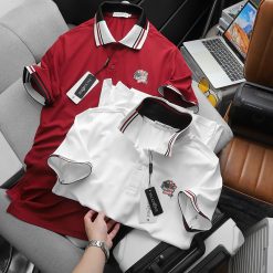 Áo Thun Polo Nam Phối Sọc In Logo Trước Ngực (Big Size) - CS243