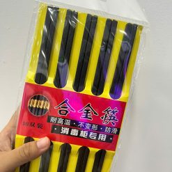 Bộ 10 Đôi Đũa Đen Kháng Khuẩn Hoạ Tiết Vân Vuông 24cm - DKK02