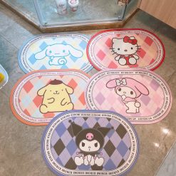 Thảm Lau Chân Hình Oval Kuromi 3D Chống Trượt 60x40cm - TLCHO