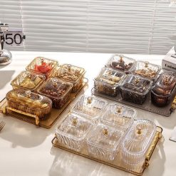 Khay Mứt 5 Hũ Sang Trọng - Khay Hũ Đựng Bánh Kẹo Mứt Hạt Ngày Tết - KM5H