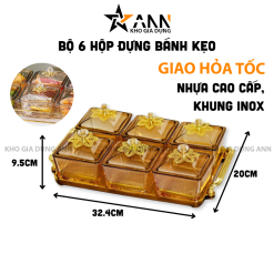 Bộ 6 Hộp Mứt - Khay Đựng Mứt Tết - Hũ Đựng Hoa Quả Bằng Nhựa 9.5x32.4x20cm - KMBK6