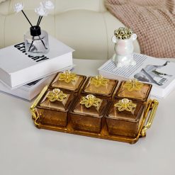 Bộ 6 Hộp Mứt - Khay Đựng Mứt Tết - Hũ Đựng Hoa Quả Bằng Nhựa 9.5x32.4x20cm - KMBK6