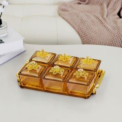 Bộ 6 Hộp Mứt - Khay Đựng Mứt Tết - Hũ Đựng Hoa Quả Bằng Nhựa 9.5x32.4x20cm - KMBK6