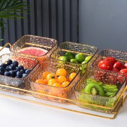 Bộ 6 Hộp Mứt - Khay Đựng Mứt Tết - Hũ Đựng Hoa Quả Bằng Nhựa 9.5x32.4x20cm - KMBK6