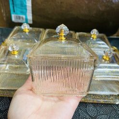 Bộ 6 Hộp Mứt - Khay Đựng Mứt Tết - Hũ Đựng Bánh Kẹo Hoa Quả Bằng Nhựa Kim Tuyến - KMBKKT6