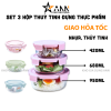 Set 3 Hộp Đựng Thực Phẩm - Hộp Thuỷ Tinh Tròn 420 - 680 - 950ml - HDTPTT3