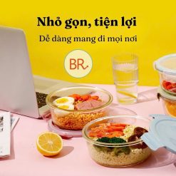 Set 3 Hộp Đựng Thực Phẩm - Hộp Thuỷ Tinh Tròn 420 - 680 - 950ml - HDTPTT3