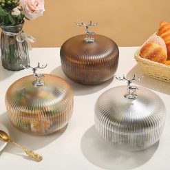 Hộp Đựng Mứt Tết - Hộp Hình Hươu Đựng Bánh Kẹo Hoa Quả Bằng Nhựa Cao Cấp 17x12cm - HHHDM