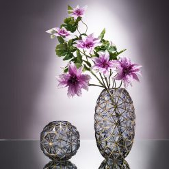 Bình Hoa Thủy Tinh - Lọ Hoa Viền Vàng Sang Trọng 35x8cm - LHTT02