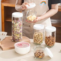 Set 5 Hũ Thủy Tinh Đựng Thực Phẩm - Lọ Thủy Tinh Đựng Đồ Khô 450 - 900 - 1400ml - 5LHTT