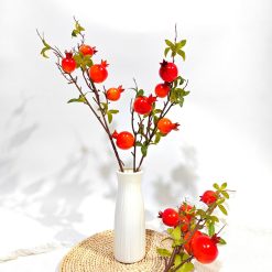 Cành Lựu 7 Trái Mọng Đỏ Cắm Bình Trang Trí Không Gian Sống - CL7TDM