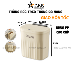 Thùng Rác Treo Tường - Thùng Rác Treo Cánh Tủ Bếp Dán Trên Tường Cho Phòng Tắm Nhà Vệ Sinh 16x26.5x29cm - TRTCB01