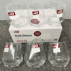 Bộ 6 Cốc Thủy Tinh Đế Lục Giác Sang Trong - Ly Thủy Tinh 330ml 6.7x9.2cm - LTTDLG02
