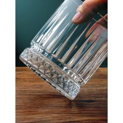 Bộ 6 Ly Đáy Kim Cương Trắng Trong Viền Vàng - Cốc Thủy Tinh Cao Cấp 340ml - LTTDKC01