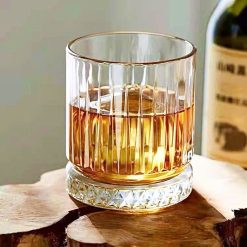 Bộ 6 Ly Đáy Kim Cương Trắng Trong Viền Vàng - Cốc Thủy Tinh Cao Cấp 340ml - LTTDKC01