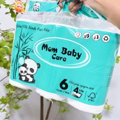 Combo 2 Túi 6 Cuộn Giấy Vệ Sinh Mombaby Xanh - Giấy Cuộn Đa Năng - GVS01