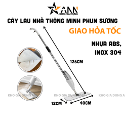 Cây Lau Nhà Thông Minh Phun Sương - Cây Lau Dọn Dễ Dàng 3 Trong 1 Đầu Xoay 360 Độ 126cm - CLNPS01