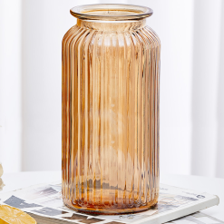 Bình Hoa Thủy Tinh - Lọ Hoa Màu Hổ Phách Kiểu Dáng Vintag 25x8.5cm - LHTT03