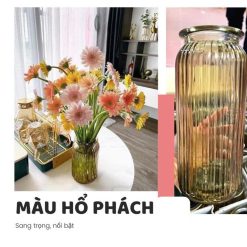 Bình Hoa Thủy Tinh - Lọ Hoa Màu Hổ Phách Kiểu Dáng Vintag 25x8.5cm - LHTT03
