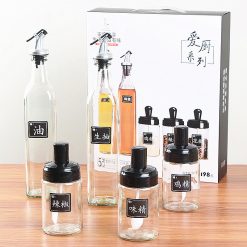 Bộ Hũ Lọ Gia Vị Thủy Tinh 5 Món 500ml 250ml 31x5.2cm & 15x6.5cm - BHTT02