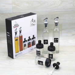 Bộ Hũ Lọ Gia Vị Thủy Tinh 5 Món 500ml 250ml 31x5.2cm & 15x6.5cm - BHTT02