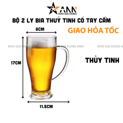 Bộ 2 Ly Bia Thuỷ Tinh Có Tay Cầm - Ly Thủy Tinh Cao Cấp 400ml - LTT01