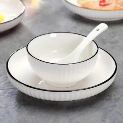 Combo 10 Chén Đựng Gia Vị Viền Đen - Chén Đựng Nước Chấm Bằng Sứ Cao Cấp 8,5x6cm - CDGV03