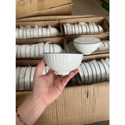 Combo 10 Chén Đựng Gia Vị Viền Đen - Chén Đựng Nước Chấm Bằng Sứ Cao Cấp 8,5x6cm - CDGV03