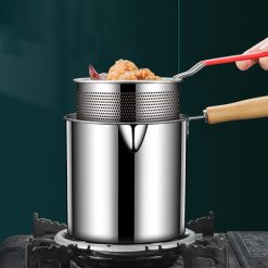 Ca Lọc Dầu Bằng Thép Có Lưới Lọc Cặn Và Tạp Chất - Nồi Chiên Ngập Dầu Mini Có Tay Cầm 1,2L 13x14x12cm - CLD02