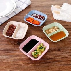 Combo 2 Chén Đựng Gia Vị 2 Ngăn - Chén Đựng Nước Chấm Bằng Nhựa Cao Cấp 6x6cm - CDGV04