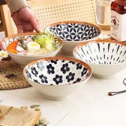 Tô Sứ Hình Nón Họa Tiết Vẽ Bằng Tay Cao Cấp 20x20x8cm - TSHN01