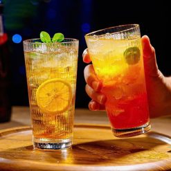 Bộ 6 Cốc Thủy Tinh Sọc Cao Sang Trong - Ly Thủy Tinh 333ml 14.3x7.4cm - LTTSC01