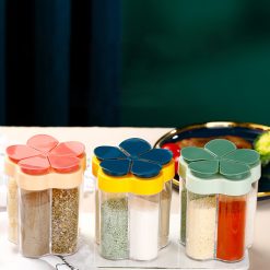 Hũ Đựng Gia Vị Nhựa Cao Cấp - Lọ Gia Vị 5 Ngăn Hình Hoa 9x11cm - DGV01