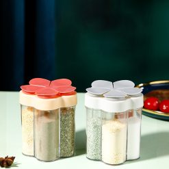 Hũ Đựng Gia Vị Nhựa Cao Cấp - Lọ Gia Vị 5 Ngăn Hình Hoa 9x11cm - DGV01
