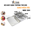 Bộ Khay Gia Vị - Khay Đựng Topping Trà Sữa Inox 304 4 Ngăn Có Nắp Đậy 30x23x6cm - KSTS01