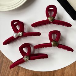 Set 4 Kẹp Tóc Nhung Đỏ Hot Mùa Tết 2025 - KTND01