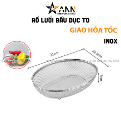 Rổ Lưới Bầu Dục To - Rổ Lưới Inox Rửa Đựng Hoa Quả 31x22.5x7cm - RL01