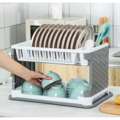 Kệ Úp Chén Đĩa Có Khay Hứng Nước - Rổ Úp Bát Nhựa Cao Cấp 41x27.5x18.5cm - RUC01