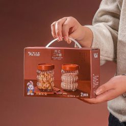 Bộ 2 Hũ Đựng Gia Vị Thủy Tinh Cao Cấp - Lọ Gia Vị Nắp Đỏ YILIWU 9x16cm - DGV02