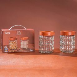 Bộ 2 Hũ Đựng Gia Vị Thủy Tinh Cao Cấp - Lọ Gia Vị Nắp Đỏ YILIWU 9x16cm - DGV02