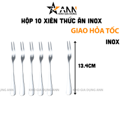 Hộp 10 Xiên Thức Ăn Inox - Nĩa Xiên Hoa Quả Mứt 13.4cm - XTA01