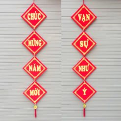 Bộ Đôi Khánh Nhung Chúc Mừng Năm Mới – Vạn Sự Như Ý – An Khang Thịnh Vượng Trang Trí Tết Dài 1.4m - BDKN01