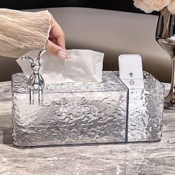 Hộp Đựng Giấy Rút Thỏ Bạc 3 Ngăn Cao Cấp 10.5x12.5x18.5cm - HDGR01