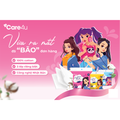 Bông Tẩy Trang Vuông Care4u Cotton Pads For Lovely Girl - 233 Miếng - 4973560041652