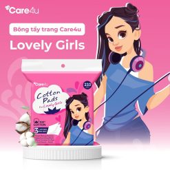 Bông Tẩy Trang Vuông Care4u Cotton Pads For Lovely Girl - 233 Miếng - 4973560041652